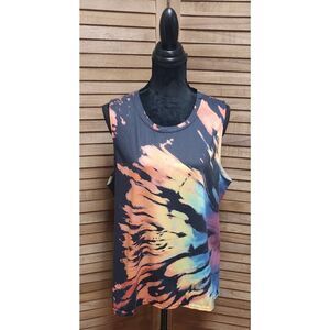 Shoreline Wear Womens Black Tiger Tie-Dye Sleeveless T-Shirt Tee Size 2X XXL Top